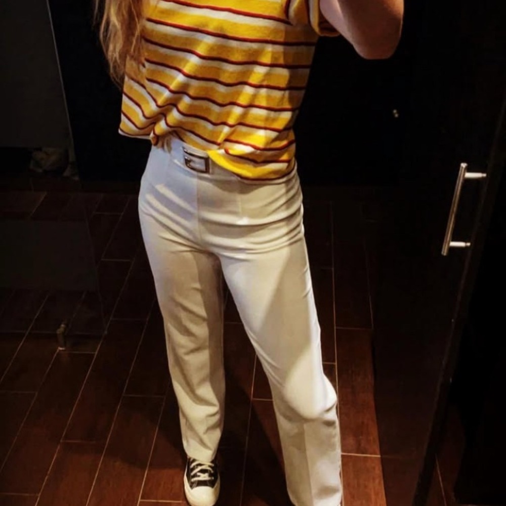 Yellow, Red, & White Striped Terrycloth Top